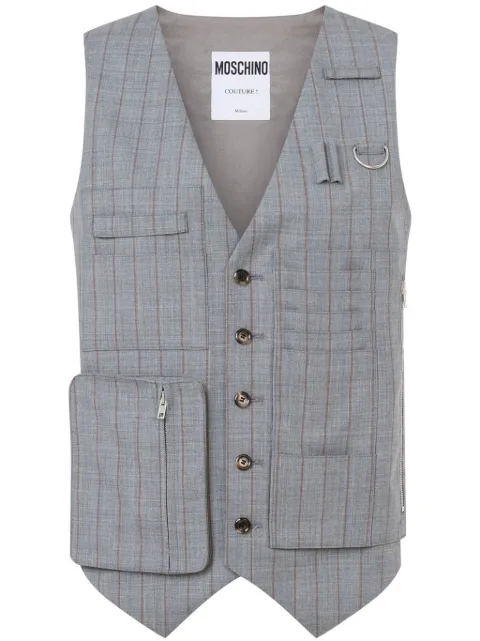 Moschino striped waistcoat Grey A10010516