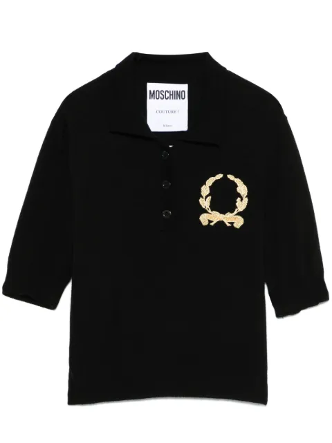 Moschino motif-embroidered polo top Black 251EJ09290505