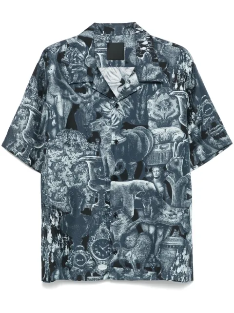 Givenchy Hubert objects-print silk shirt Blue BM611015W7