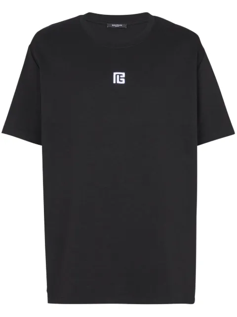 Balmain PB embroidered T-shirt Black EH1EG010BC87