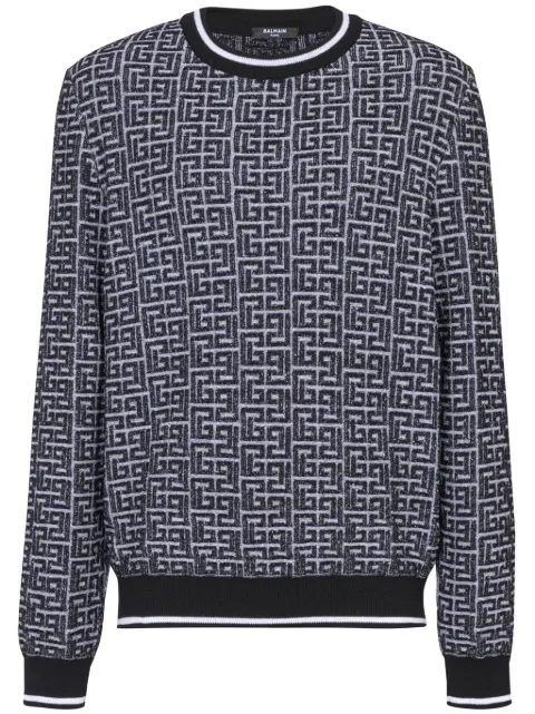 Balmain patterned-jacquard sweater Black EH1KD000KI03