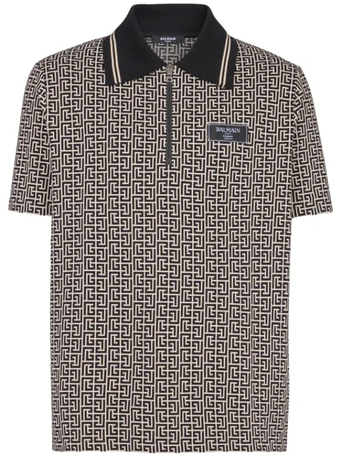Balmain Labyrinth jacquard polo shirt Black EH1GC027BC90