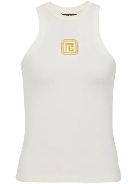 Balmain PB-embroidered tank top White DF1EB045BC49