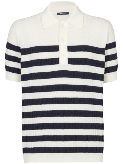 Balmain striped polo shirt Neutrals EH1GB066KI01