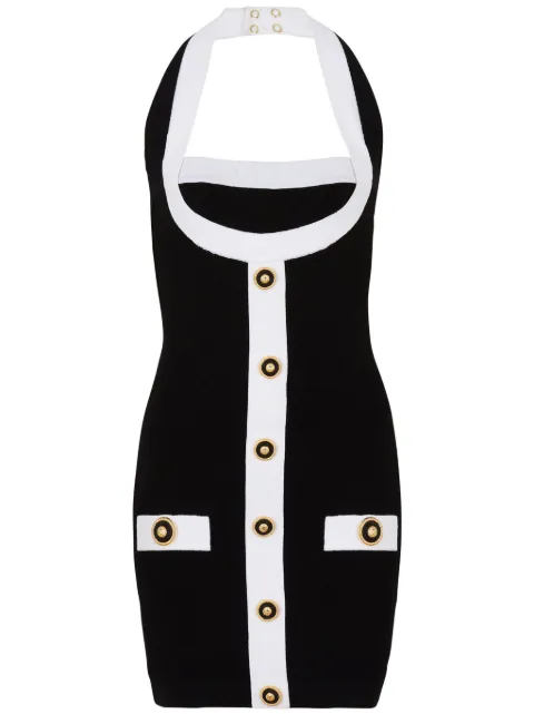 Balmain two-tone halterneck dress Black EF1R2390KH99