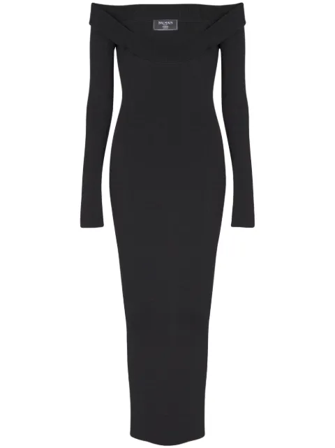 Balmain ribbed-knit maxi dress Black EF1RL109KH82
