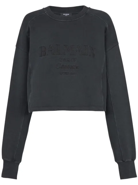 Balmain logo-embroidered sweatshirt Grey EF1JO076BC96