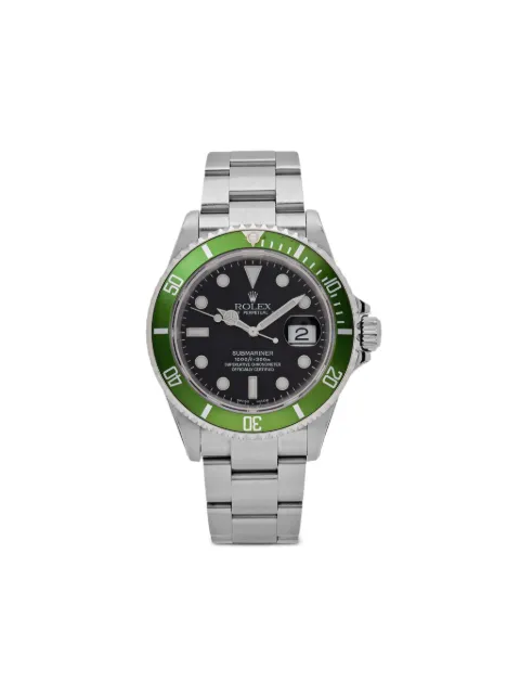 Rolex 2003 pre-owned Submariner Date Kermit 40mm Black 16610LV