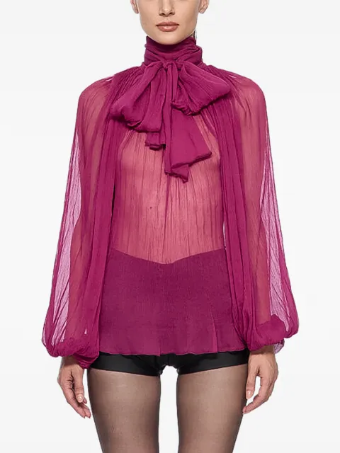Atu Body Couture scarf-detail silk blouse Pink AT25050