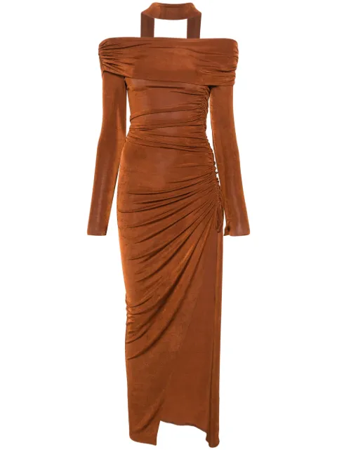 Atu Body Couture off-shoulder maxi dress Brown AT25046