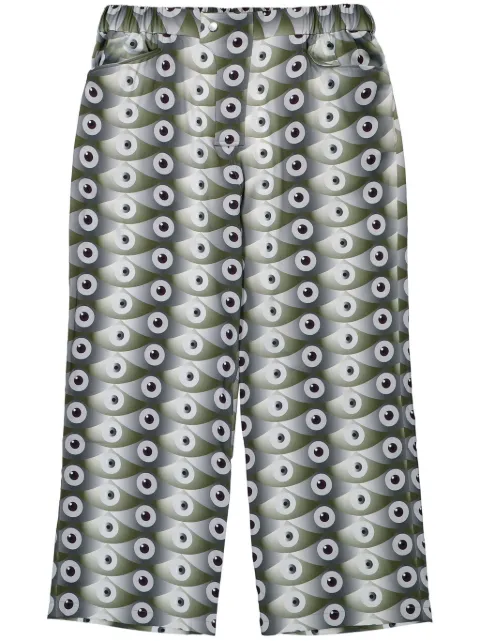 GmbH eye-print wide-leg trousers Green DOGUEYEPRINT