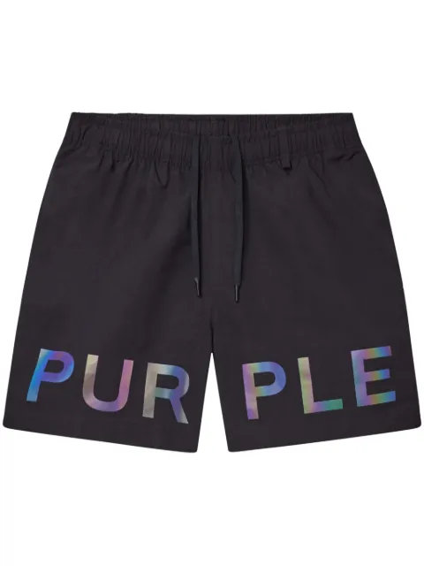 Purple Brand Holographic Wordmark shorts Black P504PBHW225