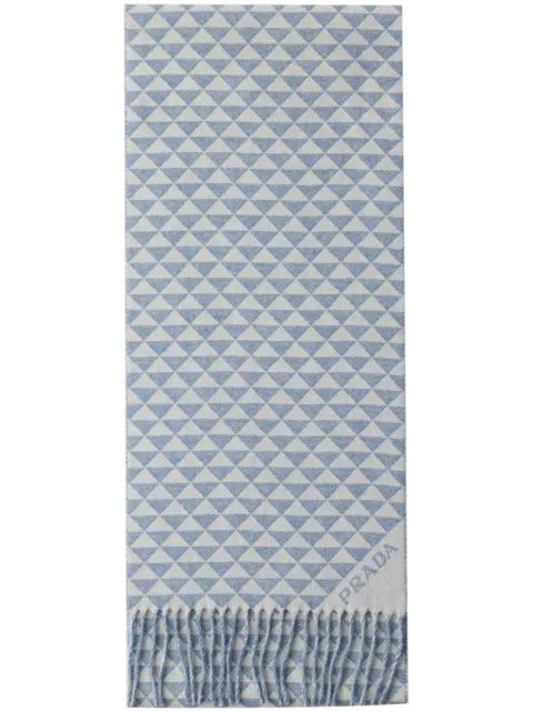 Prada Symbole-geometric motif scarf Blue 1FS0562CON