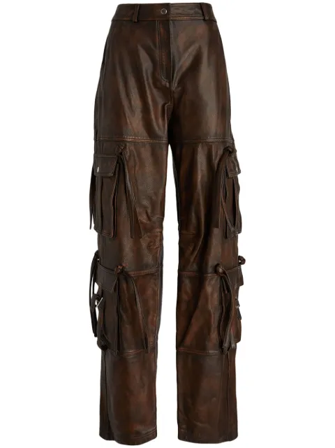 ANDREĀDAMO leather straight-leg trousers Brown ADPS23PA11956273
