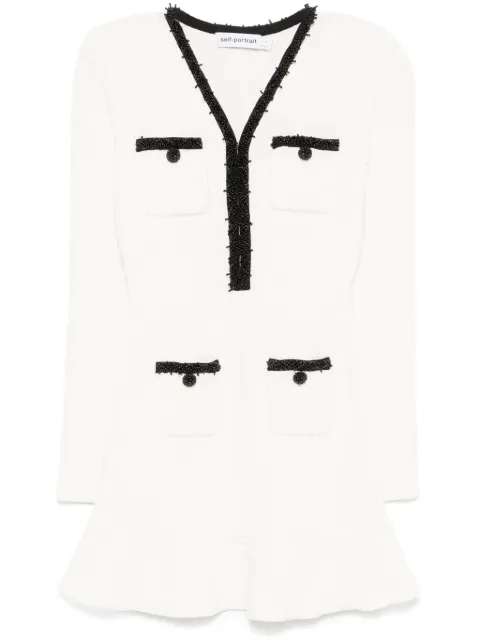 Self-Portrait knitted mini dress White RS25087SW