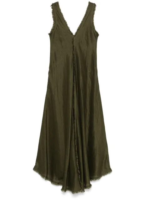 P.A.R.O.S.H. V-neck fringed dress Green D722502BEACH25