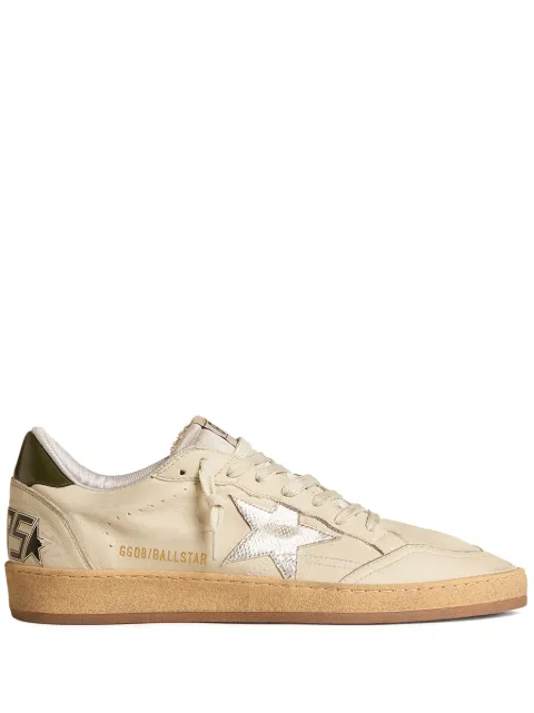 Golden Goose Ball Star with silver-tone leather star and green leather heel tab sneakers Neutrals GMF00117F006009