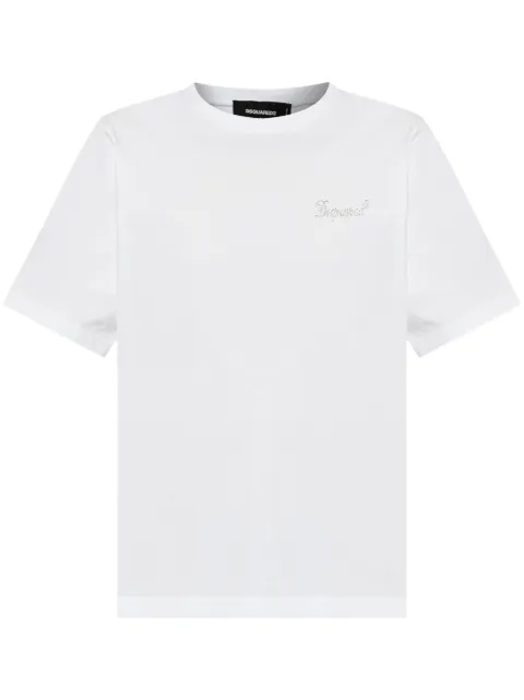 DSQUARED2 rhinestone-logo T-shirt White S75GD0452D20020