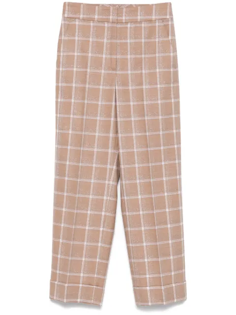 Peserico checked lurex-detail trousers Brown P0471006471