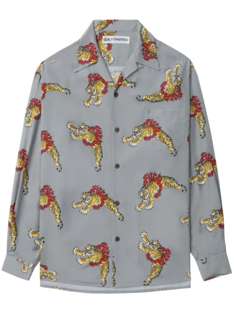 WACKO MARIA x Tim Lehi tiger-print shirt Grey 24FWWMSHI03