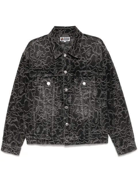 A BATHING APE® logo-embroidered denim jacket Black 001LJK801326M