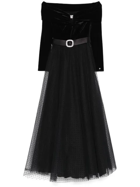 NISSA polka-dot glitter-embellished tulle dress Black RS15606