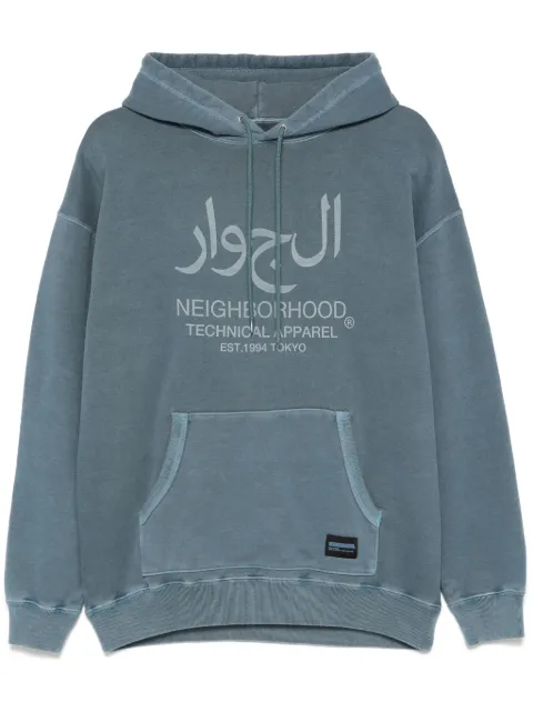Neighborhood logo-print hoodie Blue 242UNNHCSM02