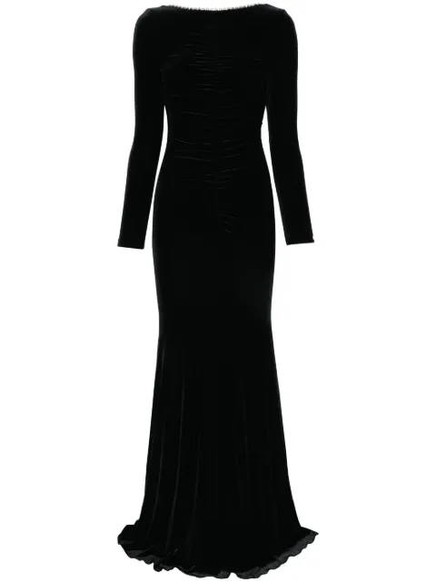 NISSA backless velvet maxi dress Black RS15416