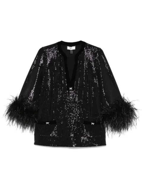 NISSA feather-trim blouse Black TOPS15907