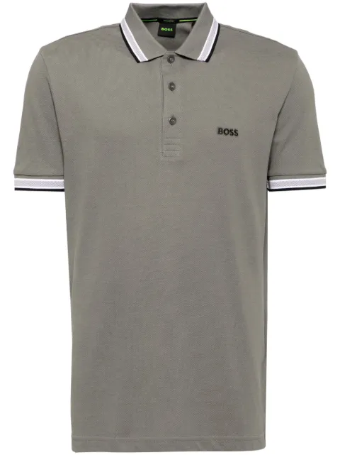 BOSS logo embroidery short-sleeves polo shirt Grey 50469055