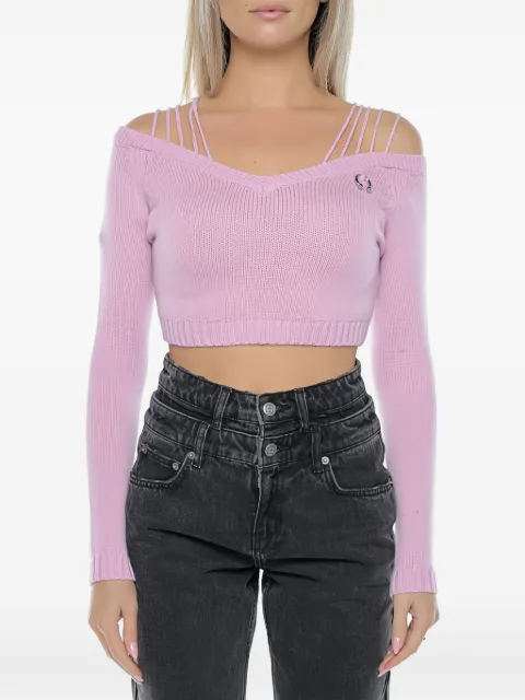 Chiara Ferragni off-shoulder knitted top Pink 77CBFH15CMH52