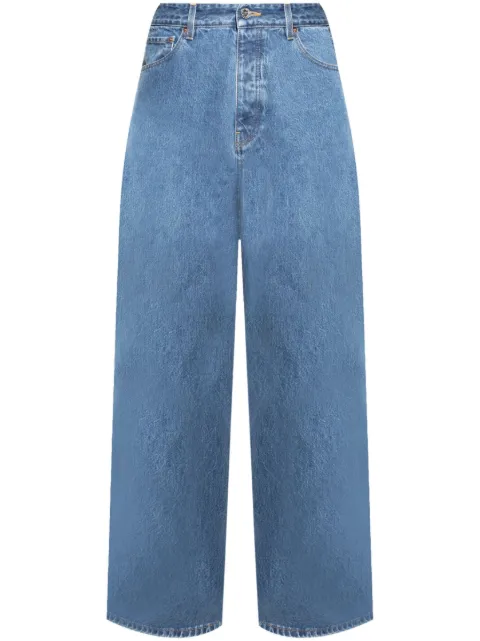 VETEMENTS logo-stitch wide-leg jeans Blue UA66PA540N