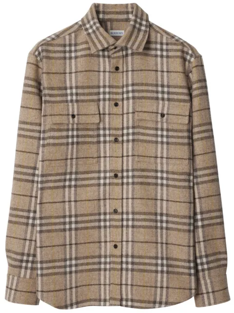 Burberry checked wool shirt Brown 8101682