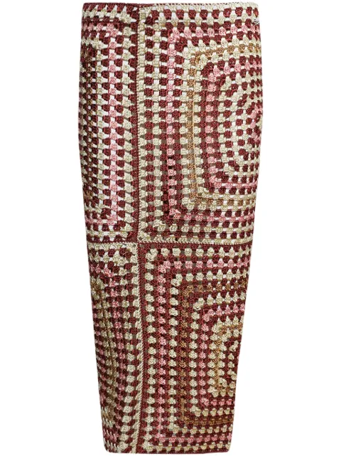 Calle Del Mar Granny Square midi skirt Brown CDMCS222
