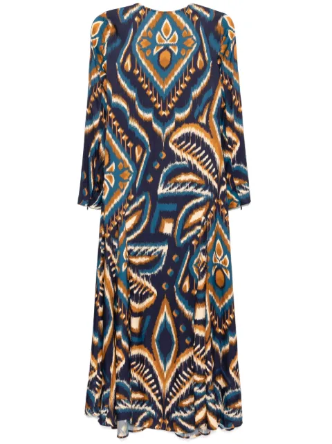 FARM Rio long sleeve satin maxi dress Blue 329592