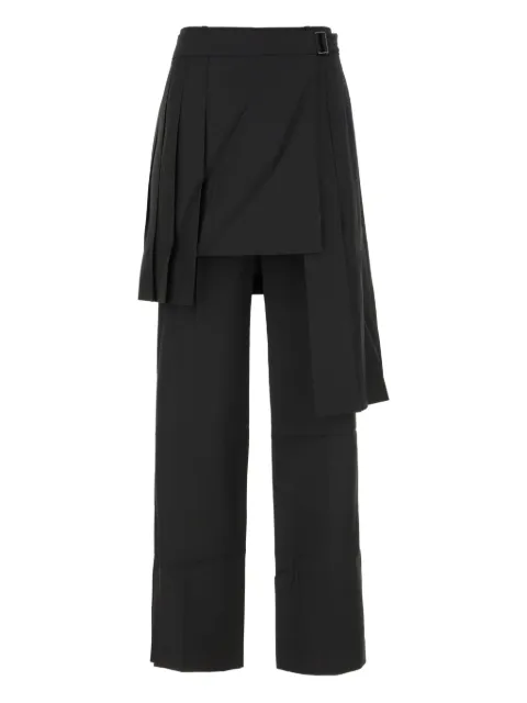 Juun.J pleated overlay-skirt detail straight trousers Black JW3221W00