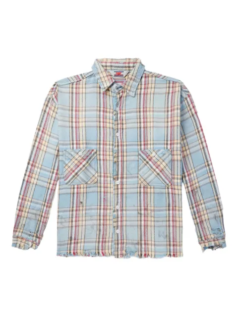 SAINT MXXXXXX frayed plaid shirt Blue SMYS10000C37