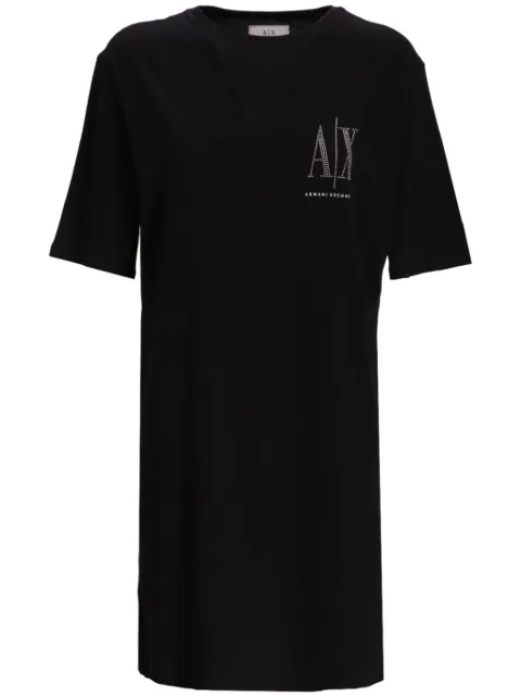Armani Exchange logo-print T-shirt dress Black 8NYADXYJG3Z