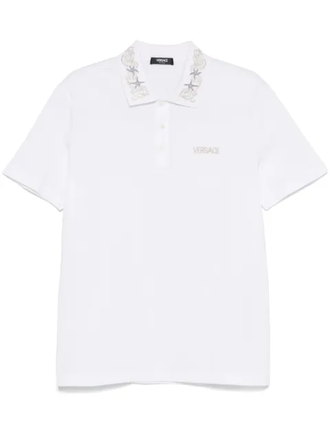 Versace logo-embroidered polo shirt White 10139061A11277