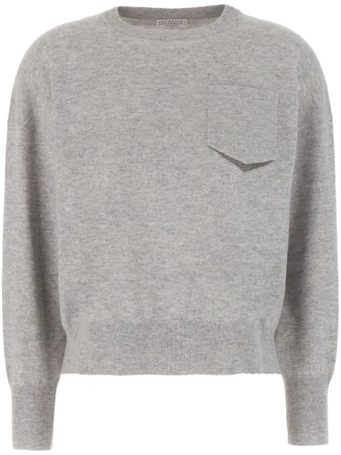 Brunello Cucinelli bead-detailed cashmere jumper Grey M12186500C072