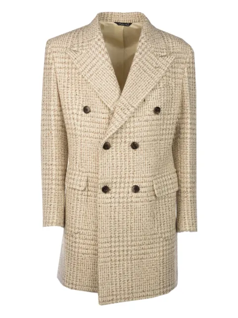Brian Dales double-breasted checked coat Neutrals JK5026S29