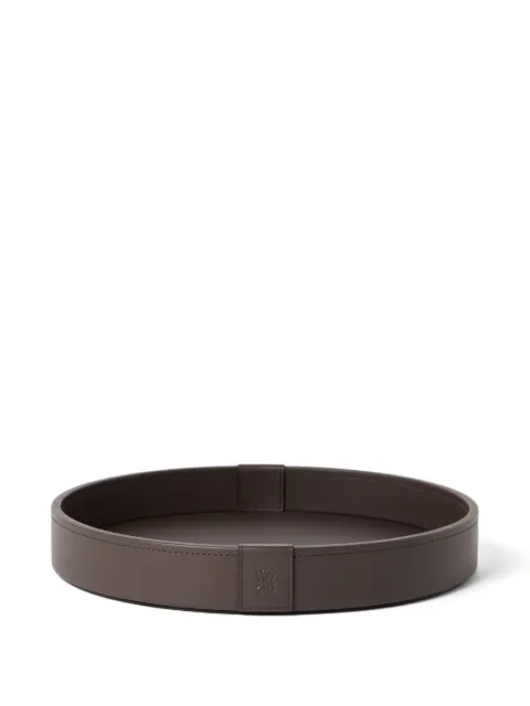 Brunello Cucinelli leather round tray Brown MLZSECVA30C7891