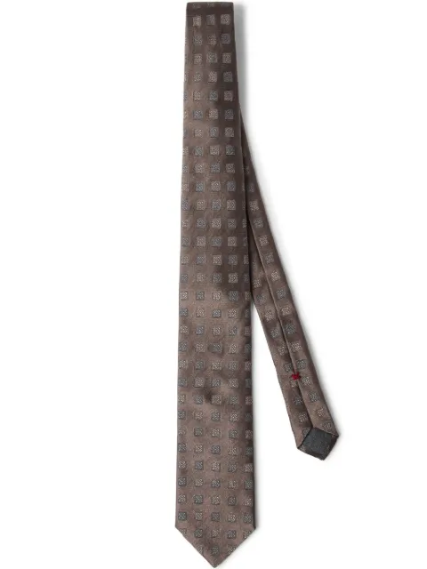 Brunello Cucinelli jacquard-woven silk tie Brown MX8600018C407