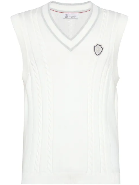 Brunello Cucinelli cable knit vest White M28707917TCO312