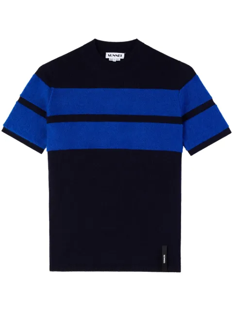 Sunnei striped short-sleeve T-shirt Blue RTWXKNW003KNT0397653