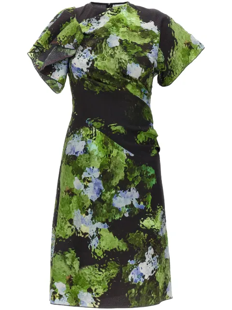 Victoria Beckham floral printed dress Green 1124WDR005199A