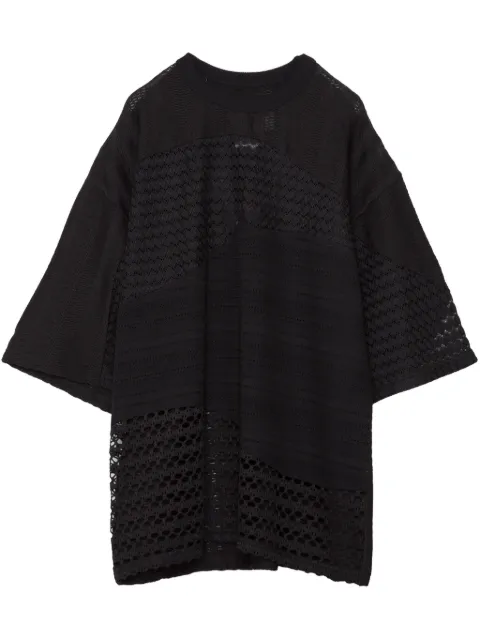 Yoshiokubo Wave Various Lace t-shirt Black YKS25115