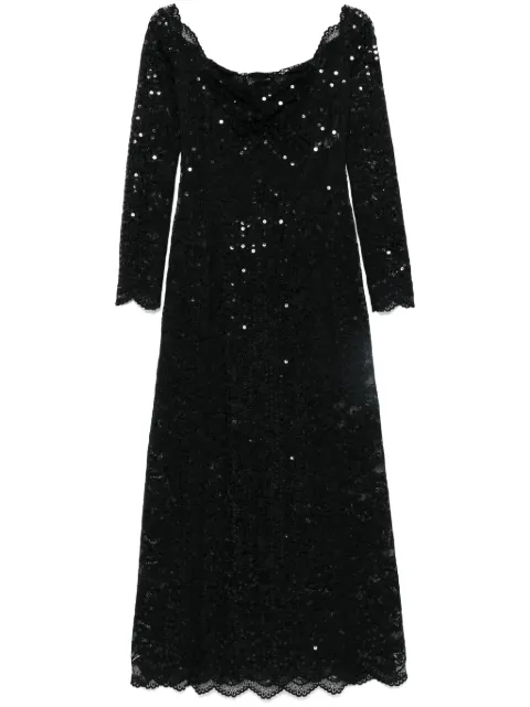 Rabanne sequin-embroidered lace maxi dress Black 24HJRO030PA0231