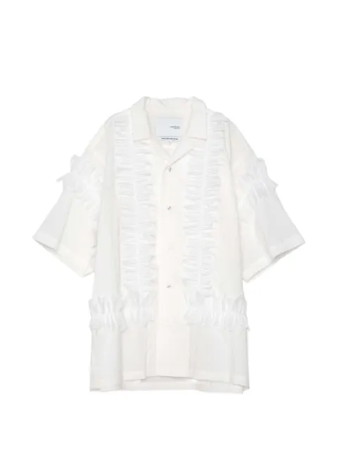 Yoshiokubo ruffle-trimmed short-sleeve shirt White YKS25211