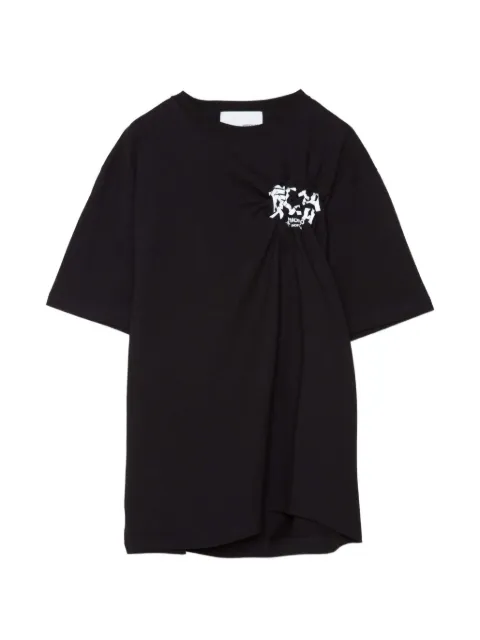 Yoshiokubo twisted-detail logo-print T-shirt Black YKS25109